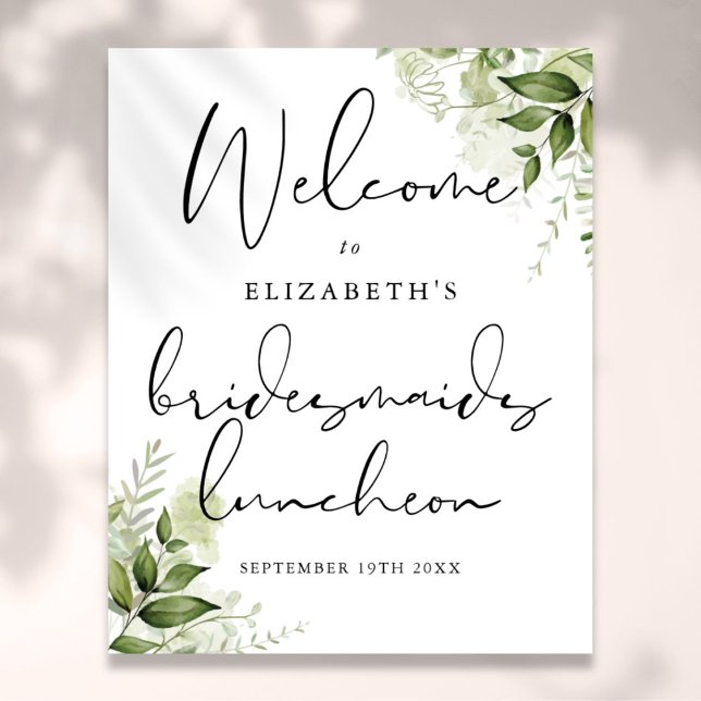 Bridesmaids de la verdure Affiche de bienvenue de  (Greenery Bridesmaids Luncheon Welcome Sign)