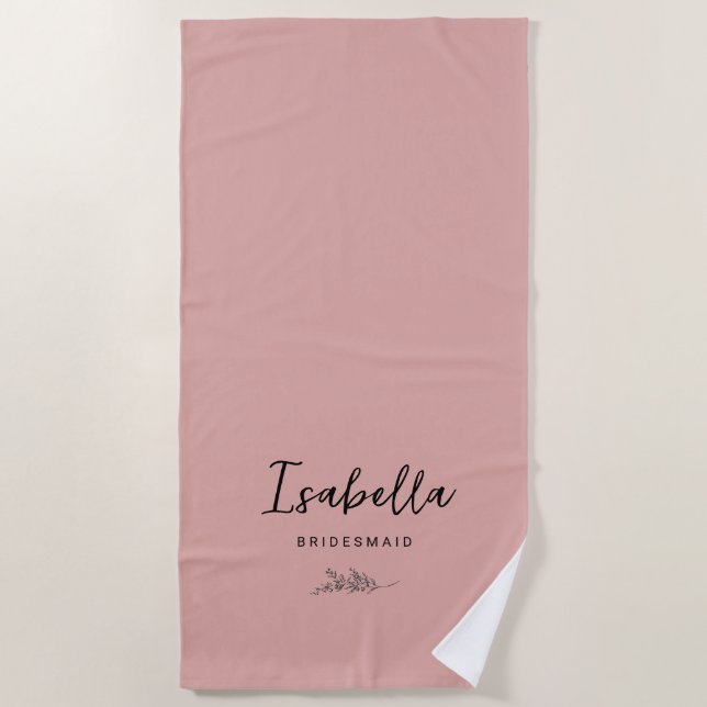 Bridesmaids Dusty Pink with Botanical Strandtuch (Vorderseite)
