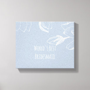 BRIDESMAIDS GIFTS Dusty Blue White Magnolias Leinwanddruck