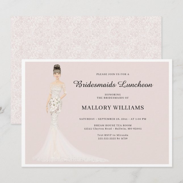 Bridesmaids Luncheon Fashion Bride Einladung (Vorne/Hinten)