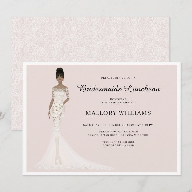 Bridesmaids Luncheon Fashion Bride Einladung (Vorne/Hinten)