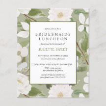 Bridesmaids Luncheon | Weiße Blume Blätter grün