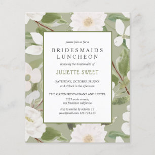 Bridesmaids Luncheon Weiße Blume Blätter grün