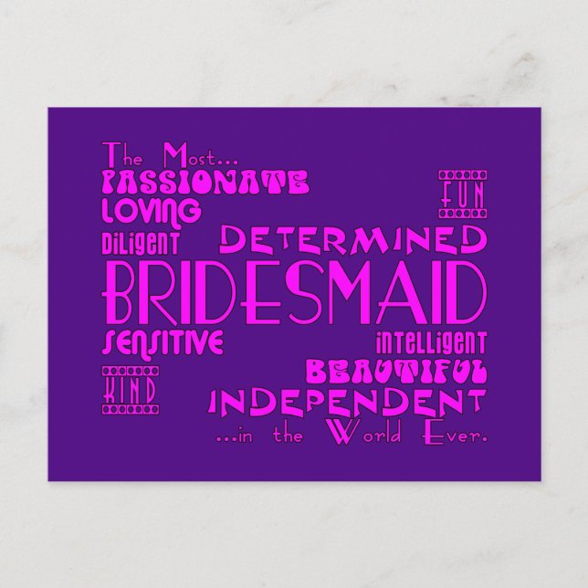 Bridesmaier bedankt sich bei Gastgeschenke Hochzei Postkarte (Vorderseite)