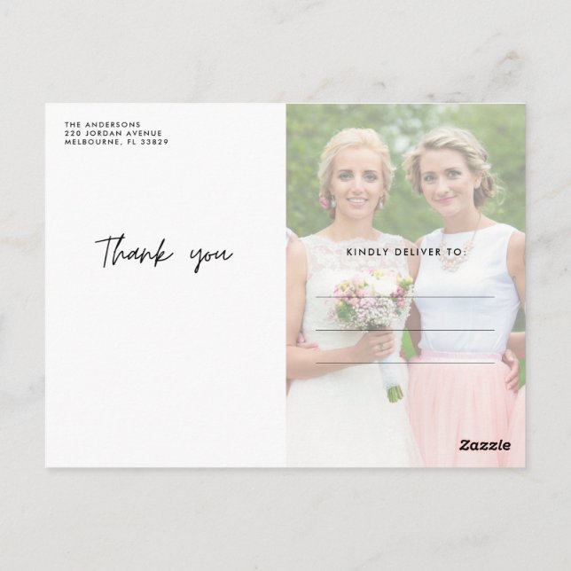Bridesmaier Dankbarkeit Foto Blank Vielen Dank Postkarte (Rückseite)