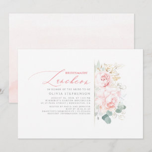 Bridesmaier Luncheon Pink Floral Brautparty Einladung