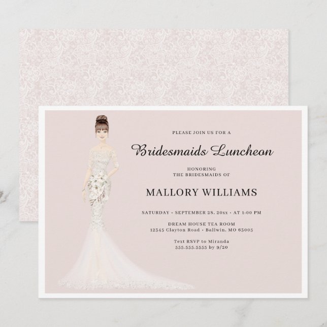 Bridesmaiers déjeuner Fashion Bride Invitation (Devant / Derrière)