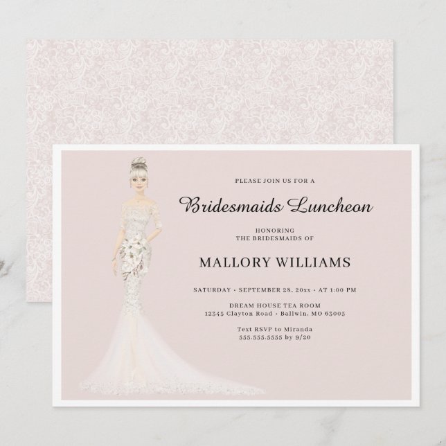 Bridesmaiers déjeuner Fashion Bride Invitation (Devant / Derrière)
