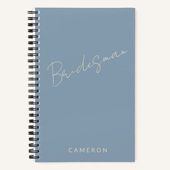 Bridesman Chic Minimalistisch Personalisiert Dusty Notizbuch (Vorderseite)