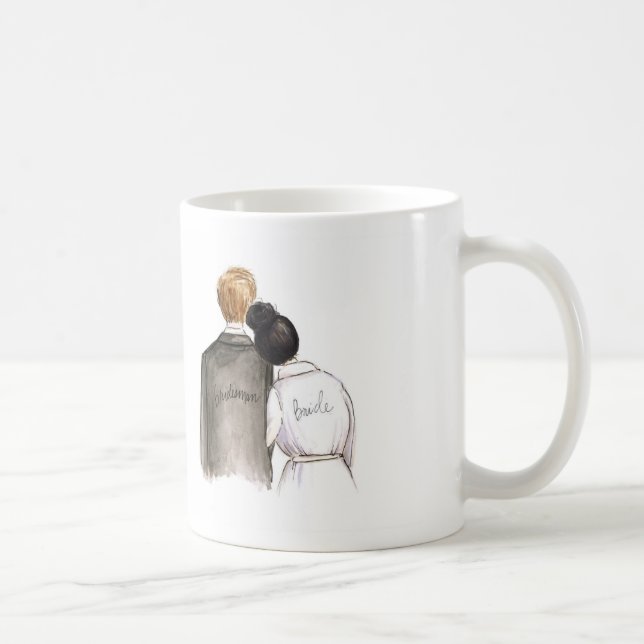 Bridesman? Schwarzer Brötchen-Braut-Blondinen-Mann Kaffeetasse (Rechts)
