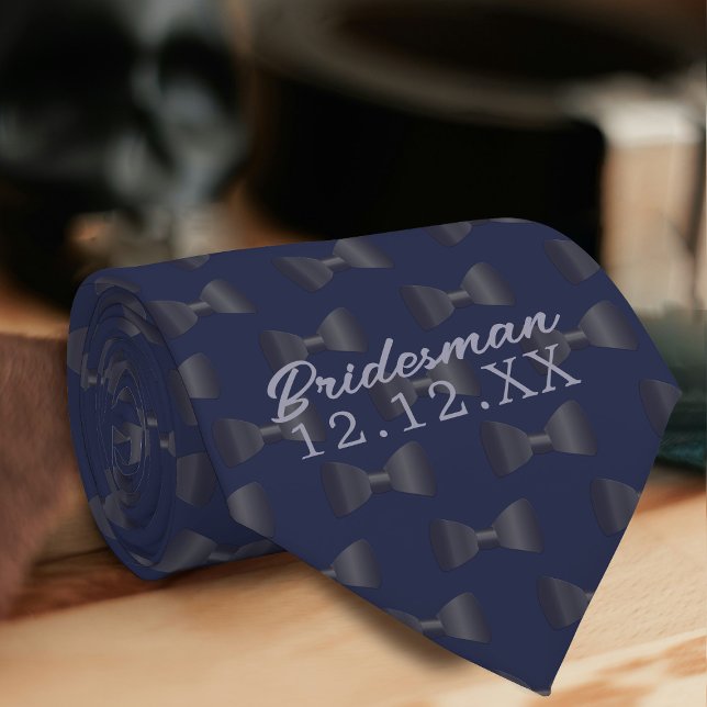 Bridesman Trauzeuge Personalisiert Blue Wedding Kr Krawatte (A tie for your Bridesman or any member of your bridal party. Just add their name and wedding date)