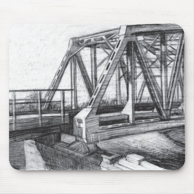 Bridge alte pencilart Monochrome Schwarz & Weiß Mousepad (Vorne)
