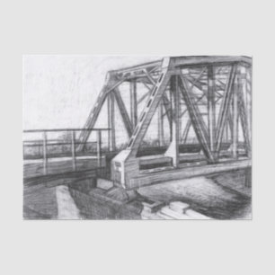 Bridge alte pencilart Monochrome Schwarz & Weiß Seidenpapier
