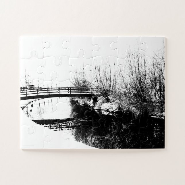 Bridge and Stream Winter Scene 11x14 30pc jpcna (Horizontal)