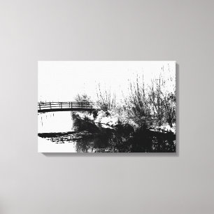 Bridge and Stream Winter Scene 24x16(60x40cm)waccn Leinwanddruck