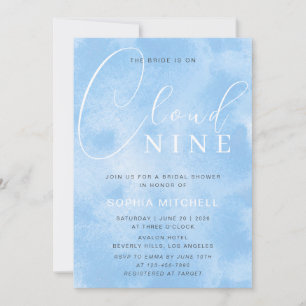 Bridge auf Cloud 9 Blue Ink Script Brautparty Einladung