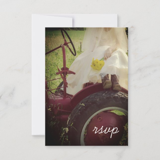 Bridge auf Traktor Country Farm Wedding RSVP Card Karte (Vorderseite)