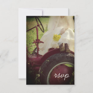 Bridge auf Traktor Country Farm Wedding RSVP Card Karte