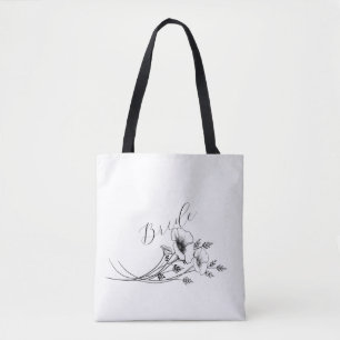 Bridge Black and White Wildblume Doodle Tasche