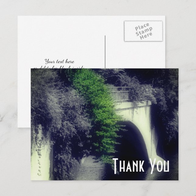 Bridge Blume Schwarz-Weiß Vielen Dank Postkarte (Vorne/Hinten)