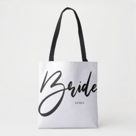 Bridge Chic Black and White Calligraphy Custom Tasche