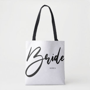 Bridge Chic Black and White Calligraphy Custom Tasche