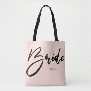Bridge Chic Blush Pink und Black Handwriting Tasche