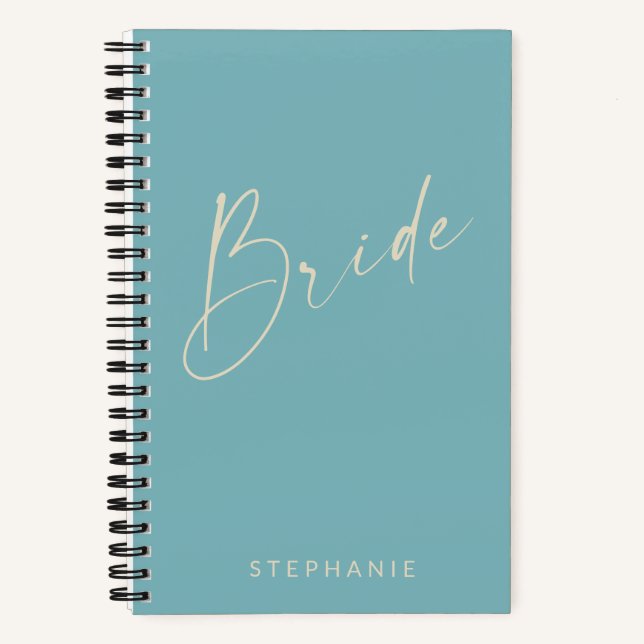 Bridge Chic Minimalistisch Personalisiert Aquamari Notizbuch (Vorderseite)