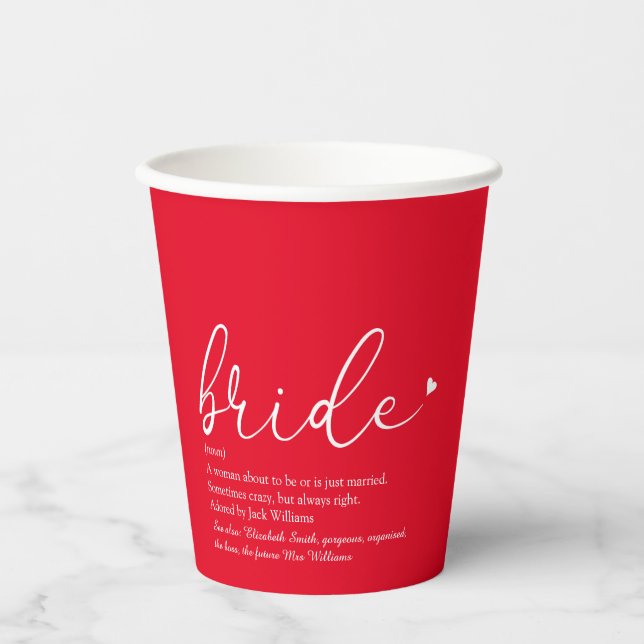 Bridge Definition Brautparty Red Pappbecher (Vorderseite)
