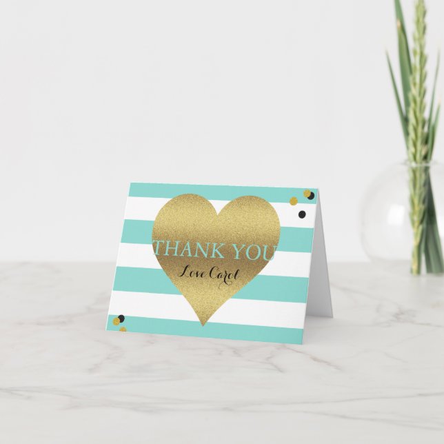 Bridge & Family Gold Herzstück Aquamarin Blau Pers Karte (Vorderseite)