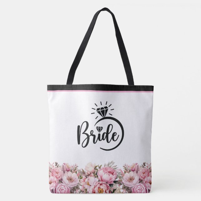 Bridge Floral Peonies Print Tote Bag Tasche (Vorderseite)