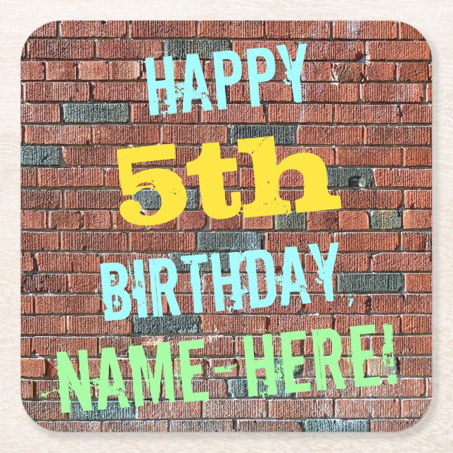 Bridge Graffiti Inspiriert 5. Geburtstag + Name Rechteckiger Pappuntersetzer (Vorderseite)