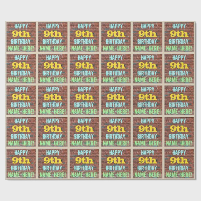 Bridge Graffiti Inspiriert 9. Geburtstag + Name Geschenkpapier (Flach)