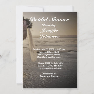 Bridge & Groom Grayed Sunset Beach Brautparty Einladung