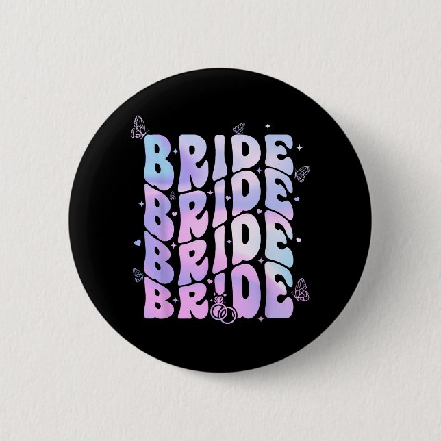 Bridge I Do Crew Retro Groovy Junggeselinnen-Absch Button (Vorderseite)