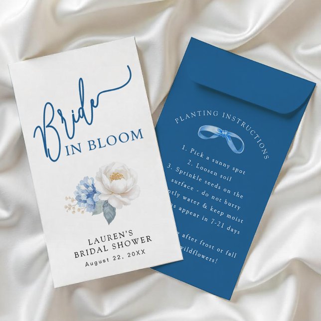 Bridge in Bloom Blue DIY Brautparty Seed Packet Flyer (DIY Seed Packet Favor)