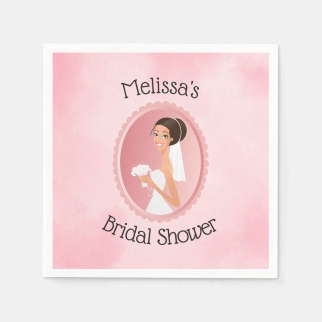 Bridge in einem Veil Holding Blume Brautparty Serviette (Vorderseite)