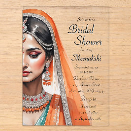 Bridge in Lehenga Choli Ethnisches indisches Braut Acryleinladungen