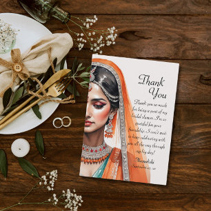 Bridge in Lehenga Choli Ethnisches indisches Braut Dankeskarte