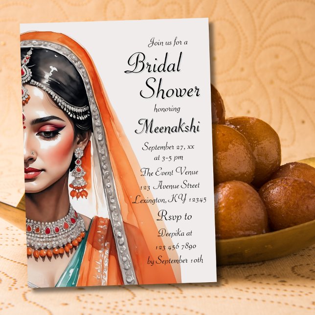 Bridge in Lehenga Choli Ethnisches indisches Braut Einladung (Von Creator hochgeladen)