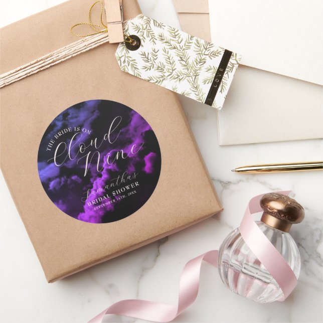 Bridge ist auf Cloud Nine Pink Blue Brautparty Runder Aufkleber (Schenken)
