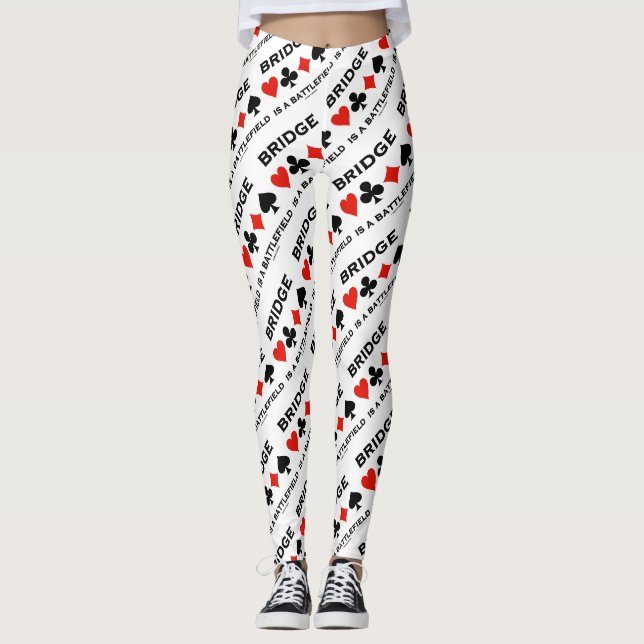 Bridge ist ein Schlachtfeld mit vier Karten Anzüge Leggings (Vorderseite)