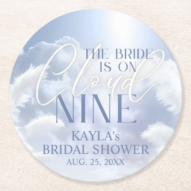Bridge ist On Cloud Nine 9 Pampas Brautparty Runder Pappuntersetzer (Vorderseite)