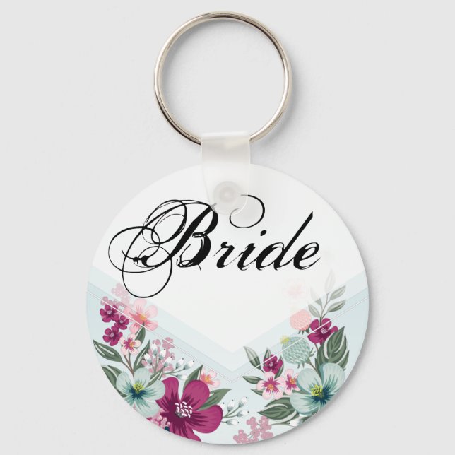 Bridge Key Chain Tropical Blume auf Blue Ombre Schlüsselanhänger (Vorderseite)