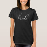 Bridge Modern Black Script White Womens T - Shirt<br><div class="desc">Bride Modern Black Script White Womens T - Shirt Niedlich und einfach "Braut " Shirt in einem modernen schwarzen Skript. Macht ein großartiges Brautparty,  Junggeselinnen-Abschied oder Hochzeitsgeschenk für die Zukunft Frau!</div>