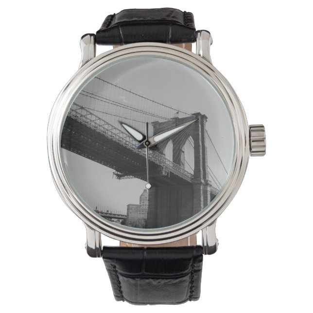 Bridge New York Schwarz-weiß USA America Architect Armbanduhr (Vorderseite)