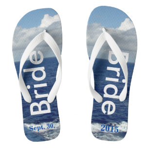 Bridge Ocean Waves Blue Sky Flip Flops