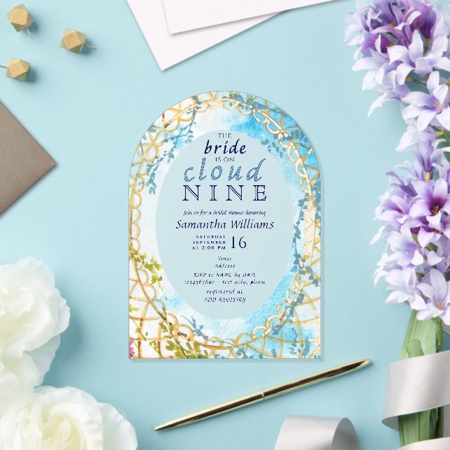 Bridge on Cloud Nine Rokoko Revival Brautparty Acryleinladungen (Insitu (Hochzeit))