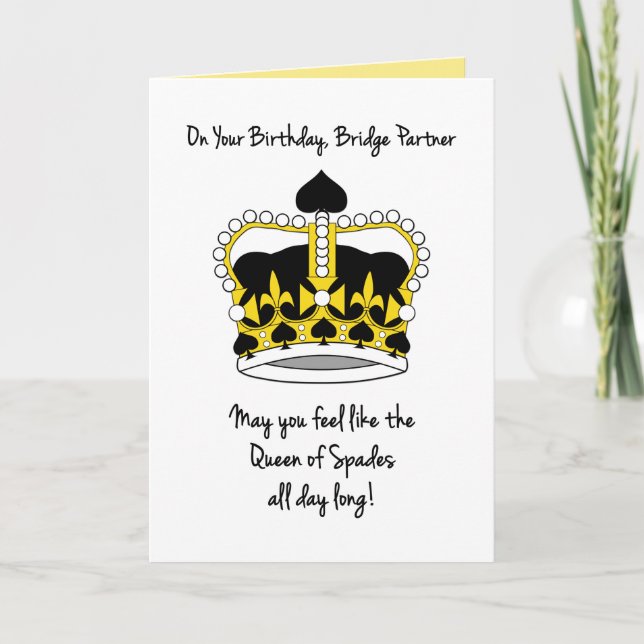 Bridge Partner Birthday_Queen of Spades Karte (Vorderseite)