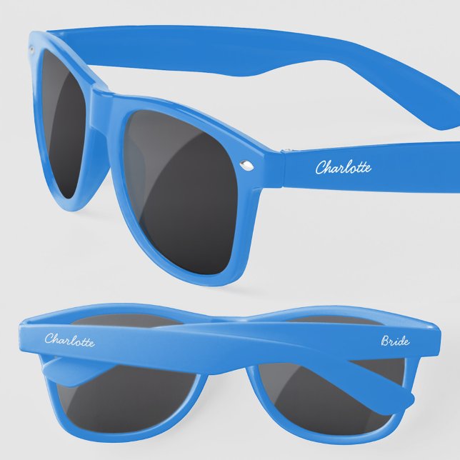 Bridge Personalisiert Modern Script Name (Bride name modern script font personalized bachelorette bridal shower hen party wedding sunglasses)